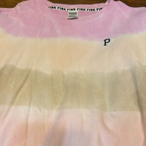 Victoria's Secret Pink and Cream Tie-Dye Sweatshirt
